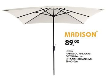 Aanbiedingen Parasol rhodos off white met draaimechanisme - Madison - Geldig van 20/04/2016 tot 24/05/2016 bij Supra Bazar