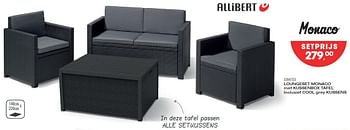 Aanbiedingen Loungeset monaco met kussenbox tafel inclusief cool grey kussens - Allibert - Geldig van 20/04/2016 tot 24/05/2016 bij Supra Bazar