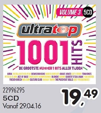 Aanbiedingen Ultratop 1001 hits - Huismerk - Supra Bazar - Geldig van 20/04/2016 tot 24/05/2016 bij Supra Bazar