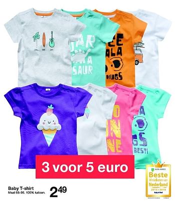 Aanbiedingen Baby t-shirt - Huismerk - Zeeman  - Geldig van 23/04/2016 tot 06/05/2016 bij Zeeman