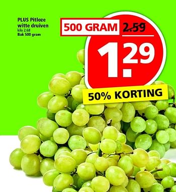 Aanbiedingen Plus pitloze witte druiven - Huismerk - Plus - Geldig van 24/04/2016 tot 30/04/2016 bij Plus