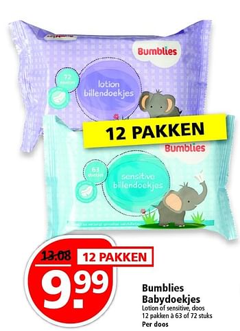 Aanbiedingen Bumblies babydoekjes - Bumblies - Geldig van 24/04/2016 tot 30/04/2016 bij Plus