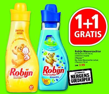 Aanbiedingen Robijn wasverzachter - Robijn - Geldig van 24/04/2016 tot 30/04/2016 bij Plus