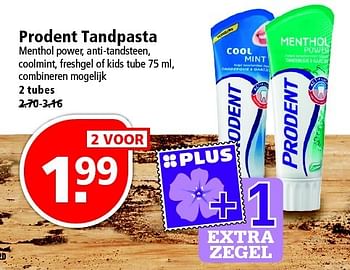 Aanbiedingen Prodent tandpasta - Prodent - Geldig van 24/04/2016 tot 30/04/2016 bij Plus
