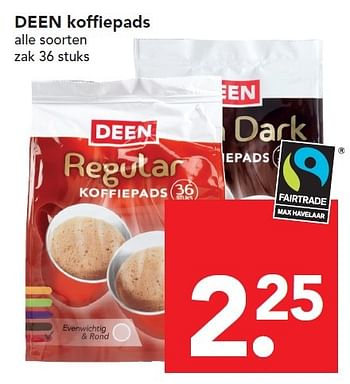 Aanbiedingen Deen koffiepads - Huismerk deen supermarkt - Geldig van 24/04/2016 tot 30/04/2016 bij Deen Supermarkten