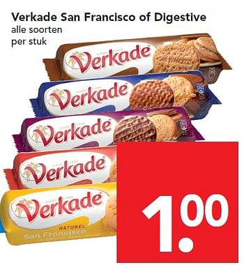 Aanbiedingen Verkade san francisco of digestive - Verkade - Geldig van 24/04/2016 tot 30/04/2016 bij Deen Supermarkten