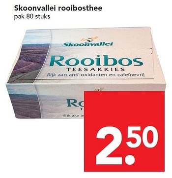 Aanbiedingen Skoonvallei rooibosthee - Skoonvallei - Geldig van 24/04/2016 tot 30/04/2016 bij Deen Supermarkten