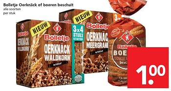 Aanbiedingen Bolletje oerknäck of boeren beschuit - Bolletje - Geldig van 24/04/2016 tot 30/04/2016 bij Deen Supermarkten