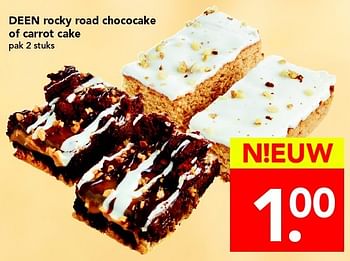 Aanbiedingen Deen rocky road chococake of carrot cake - Huismerk deen supermarkt - Geldig van 24/04/2016 tot 30/04/2016 bij Deen Supermarkten