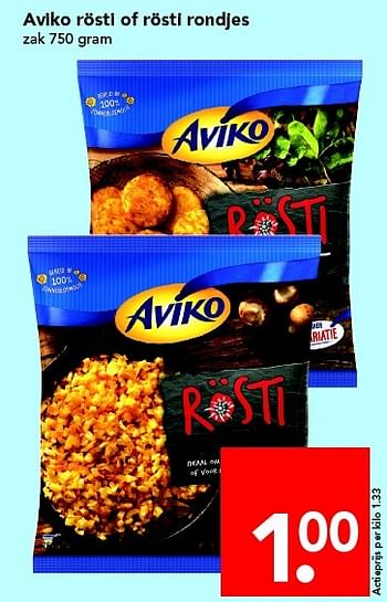 Aanbiedingen Aviko rösti of rösti rondjes - Aviko - Geldig van 24/04/2016 tot 30/04/2016 bij Deen Supermarkten