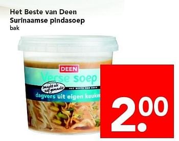 Aanbiedingen Het beste van deen surinaamse pindasoep - Huismerk deen supermarkt - Geldig van 24/04/2016 tot 30/04/2016 bij Deen Supermarkten