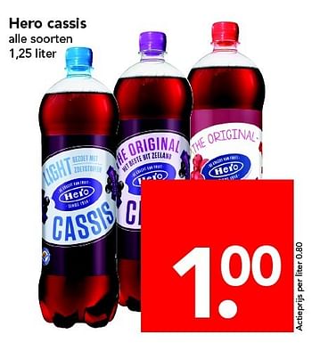 Aanbiedingen Hero cassis - Hero - Geldig van 24/04/2016 tot 30/04/2016 bij Deen Supermarkten