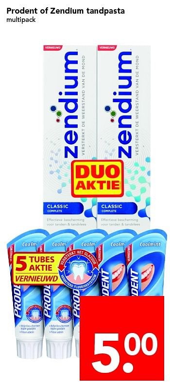 Aanbiedingen Prodent of zendium tandpasta - Zendium - Geldig van 24/04/2016 tot 30/04/2016 bij Deen Supermarkten