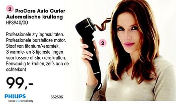 Aanbiedingen Procare auto curler automatische krultang hps940-00 - Philips - Geldig van 22/04/2016 tot 31/05/2016 bij Multi Bazar