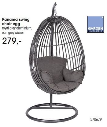 Aanbiedingen Panama swing chair egg - Garden Impressions - Geldig van 22/04/2016 tot 31/05/2016 bij Multi Bazar