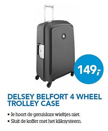 Aanbiedingen Delsey belfort 4 wheel trolley case - Delsey - Geldig van 01/04/2016 tot 30/04/2016 bij Coolblue