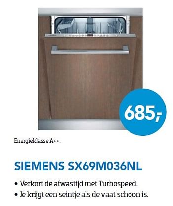 Aanbiedingen Vaatwasser siemens sx69m036nl - Siemens - Geldig van 01/04/2016 tot 30/04/2016 bij Coolblue