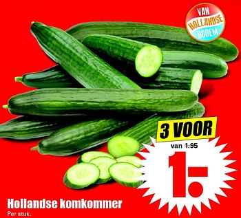 Aanbiedingen Hollandse komkommer - Huismerk - Dirk - Geldig van 24/04/2016 tot 30/04/2016 bij Lekker Doen