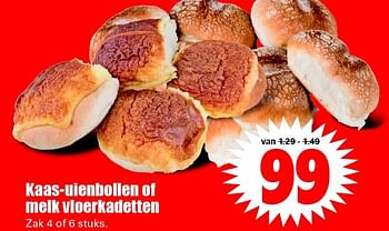 Aanbiedingen Kaas-uienbollen of melk vloerkadetten - Huismerk - Dirk - Geldig van 24/04/2016 tot 30/04/2016 bij Lekker Doen
