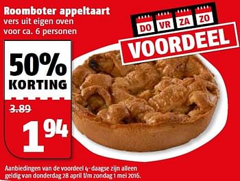 Aanbiedingen Roomboter appeltaart - Huismerk Poiesz - Geldig van 25/04/2016 tot 01/05/2016 bij Poiesz