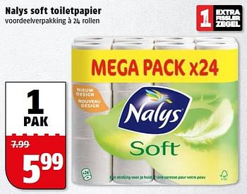 Aanbiedingen Nalys soft toiletpapier - Nalys - Geldig van 25/04/2016 tot 01/05/2016 bij Poiesz