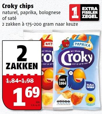 Aanbiedingen Croky chips naturel, paprika, bolognese of saté - Croky - Geldig van 25/04/2016 tot 01/05/2016 bij Poiesz