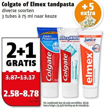 Aanbiedingen Colgate of elmex tandpasta - Colgate - Geldig van 25/04/2016 tot 01/05/2016 bij Poiesz