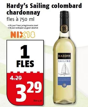 Aanbiedingen Hardy`s sailing colombard chardonnay - Witte wijnen - Geldig van 25/04/2016 tot 01/05/2016 bij Poiesz