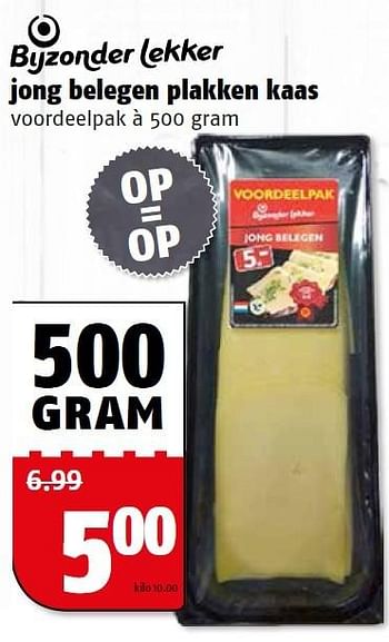 Aanbiedingen Jong belegen plakken kaas - Huismerk Poiesz - Geldig van 25/04/2016 tot 01/05/2016 bij Poiesz