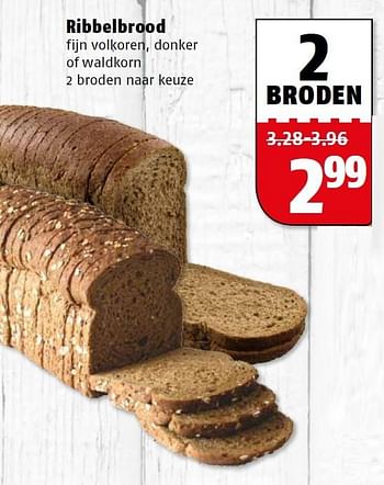 Aanbiedingen Ribbelbrood fijn volkoren, donker of waldkorn - Huismerk Poiesz - Geldig van 25/04/2016 tot 01/05/2016 bij Poiesz