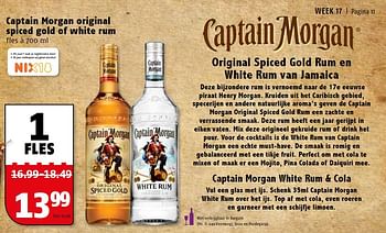 Aanbiedingen Captain morgan original spiced gold of white rum - Captain Morgan - Geldig van 25/04/2016 tot 01/05/2016 bij Poiesz