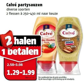 Aanbiedingen Calvé partysauzen - Calve - Geldig van 25/04/2016 tot 01/05/2016 bij Poiesz