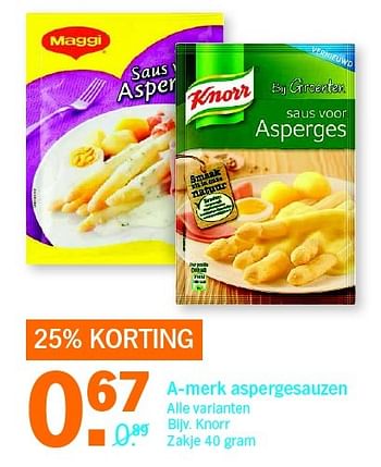 Aanbiedingen A-merk aspergesauzen - Knorr - Geldig van 25/04/2016 tot 01/05/2016 bij Albert Heijn