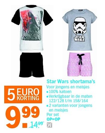 Aanbiedingen Star wars shortama`s - Star Wars - Geldig van 25/04/2016 tot 01/05/2016 bij Albert Heijn
