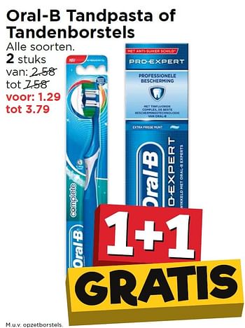 Aanbiedingen Oral-b tandpasta of tandenborstels - Oral-B - Geldig van 25/04/2016 tot 01/05/2016 bij Vomar