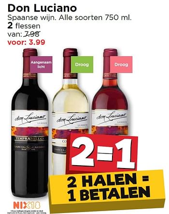 Aanbiedingen Don luciano spaanse wijn - Rode wijnen - Geldig van 25/04/2016 tot 01/05/2016 bij Vomar
