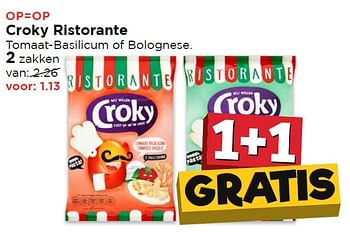 Aanbiedingen Croky ristorante tomaat-basilicum of bolognese - Croky - Geldig van 25/04/2016 tot 01/05/2016 bij Vomar