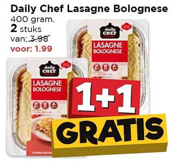 Aanbiedingen Daily chef lasagne bolognese - Daily chef - Geldig van 25/04/2016 tot 01/05/2016 bij Vomar
