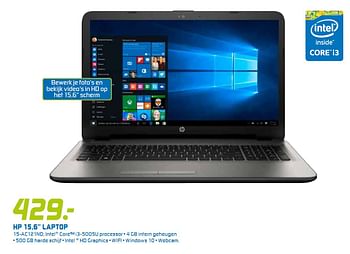 Aanbiedingen Hp 15 6 laptop - HP - Geldig van 18/04/2016 tot 01/05/2016 bij BCC