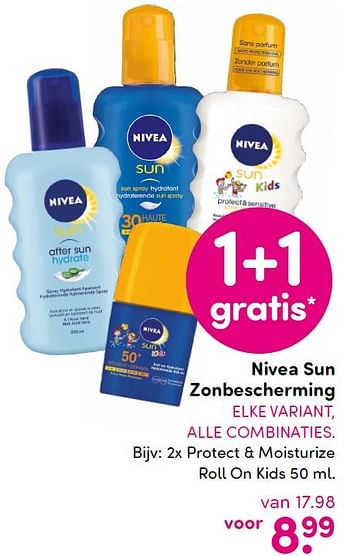 Aanbiedingen 2x protect + moisturize roll on kids - Nivea - Geldig van 18/04/2016 tot 01/05/2016 bij da