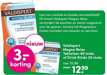Aanbiedingen Valdispert magna relax tabletten of drink - Valdispert - Geldig van 18/04/2016 tot 01/05/2016 bij da