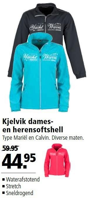 Aanbiedingen Kjelvik damesen herensoftshell - Huismerk - Welkoop - Geldig van 18/04/2016 tot 01/05/2016 bij Welkoop