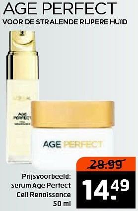 Aanbiedingen Serum age perfect cell renaissance 50 ml - L'Oreal Paris - Geldig van 19/04/2016 tot 01/05/2016 bij Trekpleister