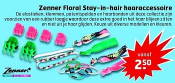 Aanbiedingen Zenner floral stay-in-hair haaraccessoire - zenner - Geldig van 19/04/2016 tot 01/05/2016 bij Trekpleister