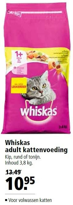 Aanbiedingen Whiskas adult kattenvoeding - Whiskas - Geldig van 18/04/2016 tot 01/05/2016 bij Welkoop