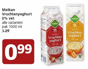 Aanbiedingen Melkan vruchtenyoghurt 0% vet - Melkan - Geldig van 25/04/2016 tot 01/05/2016 bij Jan Linders