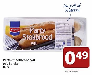 Aanbiedingen Perfekt stokbrood wit - Perfekt - Geldig van 25/04/2016 tot 01/05/2016 bij Jan Linders