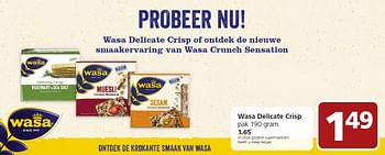 Aanbiedingen Wasa delicate crisp - Wasa - Geldig van 25/04/2016 tot 01/05/2016 bij Jan Linders