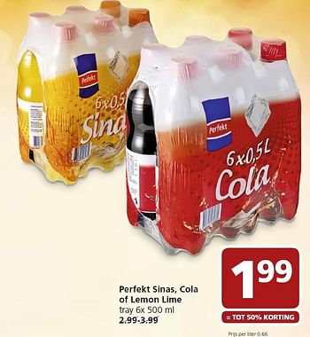 Aanbiedingen Perfekt sinas cola of lemon lime - Perfekt - Geldig van 25/04/2016 tot 01/05/2016 bij Jan Linders