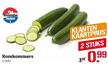 Aanbiedingen Komkommers - Huismerk - Coop - Geldig van 25/04/2016 tot 01/05/2016 bij Coop